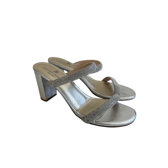 CLORINDA ANTINORI Silver Leather Rhinestone Sandals Size 7 - Picture 4 of 9